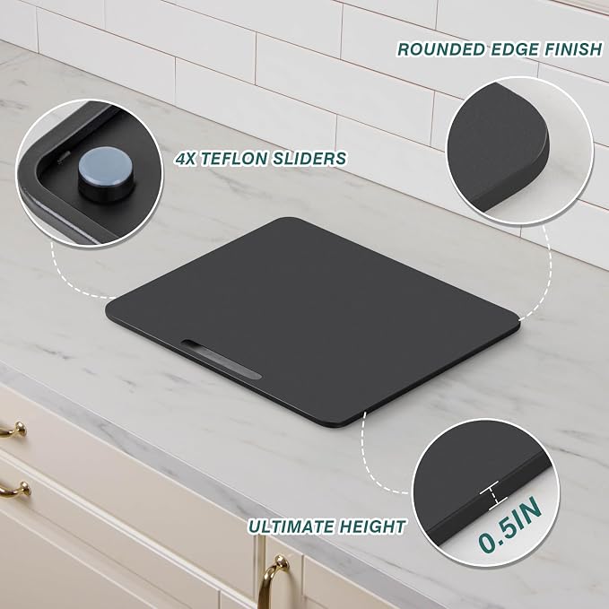 ANBOXIT Metal Appliance Slider, Sliding Tray for Coffee Maker,360° Effortless Movement,Small Appliance Rolling Tray for Counter, Coffee Pot Slider, Wide - Medium (13"D x 14"W)