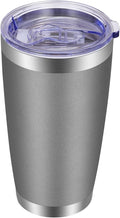 VEGOND 20oz Tumbler with Lid and Straw Stainless Steel Tumbler Cup Vacuum Insulated Double Wall Travel Coffee Mug Powder Coated Coffee Cup, Grey, 1 Pack