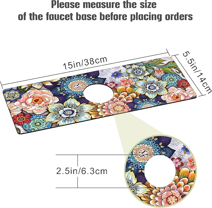 Sink Faucet Absorbing Mat, 2 Pack Drying Mat Around Faucet Sink Splash Guard Behind Faucet Sinkmat For Kitchen Bathroom Island Rv 15 * 5.5 Inch (38 * 14 cm)