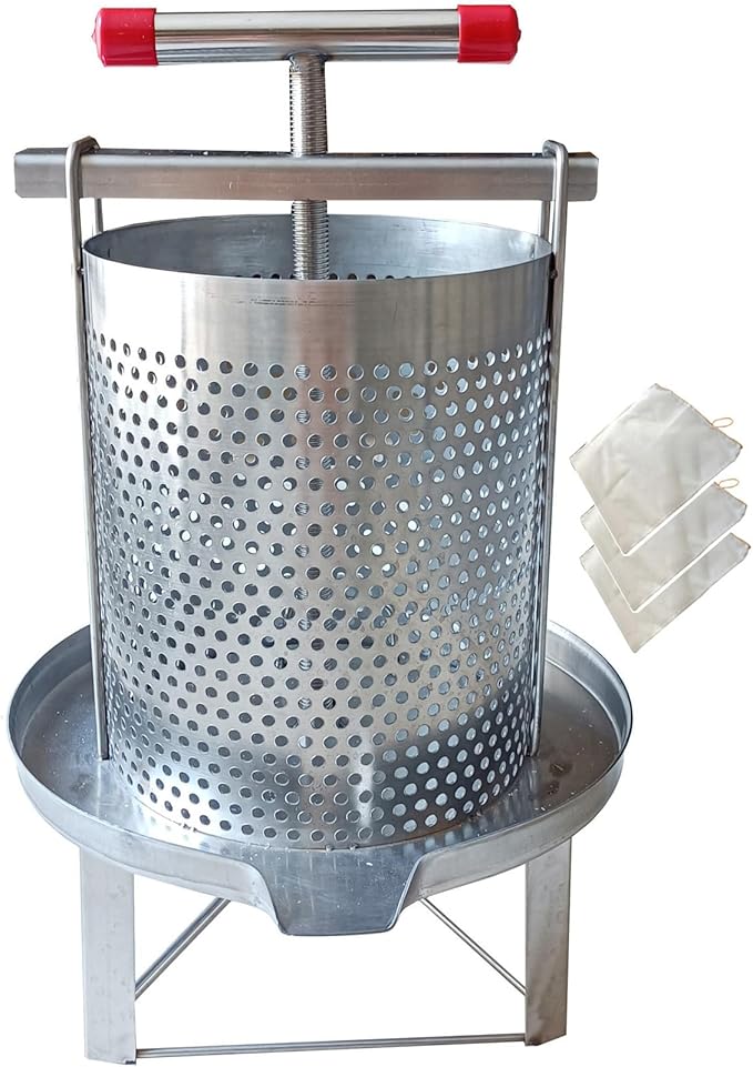 Honey Press Extractor Wax Machine Stainless Steel Honey Press Beeswax Machine Manual Large Bee Honey Presser Fruit Wine Press For Honey Wine Juice Vegetables Olive Oil Making