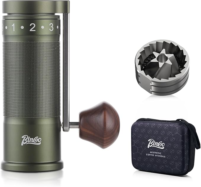 Bincoo Manual Coffee Grinder Manual Foldable Handle– Espresso Hand Coffee Grinder Burr,Compact and Portable for Home/Travel/Camping(Green)