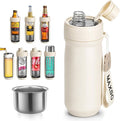 MAXSO Sealed Can Cooler Fizz Lid Can Cover for 12 oz Regular, Slim Skinny Cans & As Thermal Bottle (Ivory White, 5-in-1)