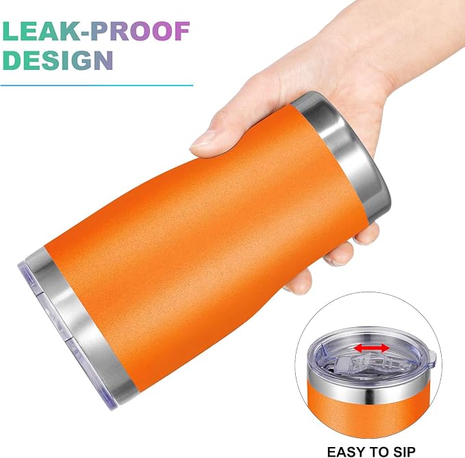 VEGOND 20oz Tumbler Stainless Steel Tumbler Cup with Lid And Straw Vacuum Insulated Double Wall Travel Coffee Mug(Orange 12 Pack)