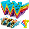 Taco Holders Set of 12, Taco Bar Serving Set for a Party, Large Taco Trays, Taco Holder Stand for Hard or Soft Taco, Taco Plate, Taco Tuesday Night, Taco Rack