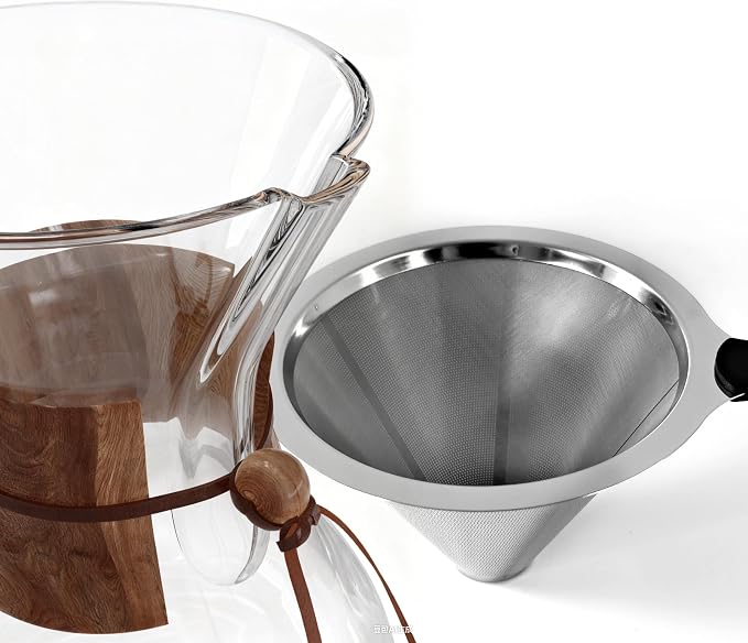 AGOGO Pour Over Coffee Maker Glass - Barista Kit with 304 Stainless Filter for Home, Office, Camping, Cafes - Easy Clean Coffee Dripper Set (Soft Towel&Brush) (34oz Classic w/SS Filter)