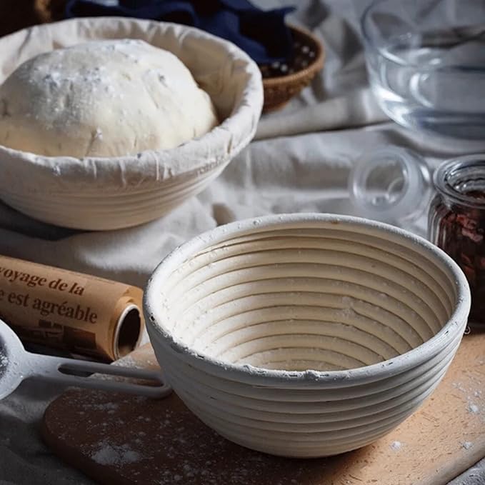 7 Inch Round Bread Banneton Proofing Basket Set of 2 Sourdough Proofing Basket kit for Artisanal Baking – Bread Making Tools For Professional & Home Bakers (7 inch round- 2 pack)