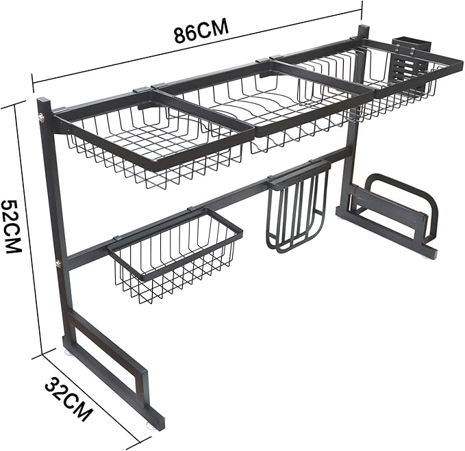 HTTMT- Over The Sink Dish Drying Rack Shelf Stainless Steel Storage Cutlery Holder 33" [P/N:ET-DISHRACK002]