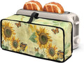 Sunflower Butterfly Toaster Cover Long Slot 2 Slice Slim Toaster Cover, Heat-Resistant Small Appliance Covers Dustproof Protective Covers for Furniture Decor