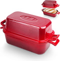 Demine Bread Pan Enameled Cast Iron Loaf Pan with Lid, Bread Oven, Dutch Oven Loaf Cast Iron for Baking Homemade Sourdough Bread
