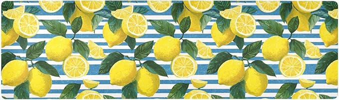 Blue Striped Summer Lemons Trivet Table Runner Heat Resistant 230F for Hot Dishes Pots Plates Kitchen Dining Table Protector Decorative 39.37 X 11.8 Inch