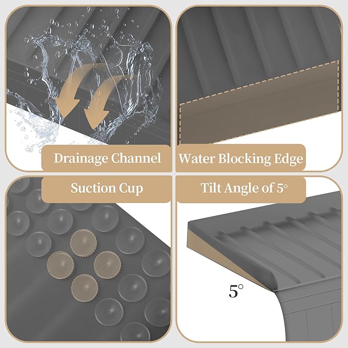 Sink Edge Protector with Suction Cup, 24" x 4", Silicone Sink Splash Guard for Kitchen & Bathroom, Protect Countertop from Scratches, Stains, for Stainless Steel Granite Quartz