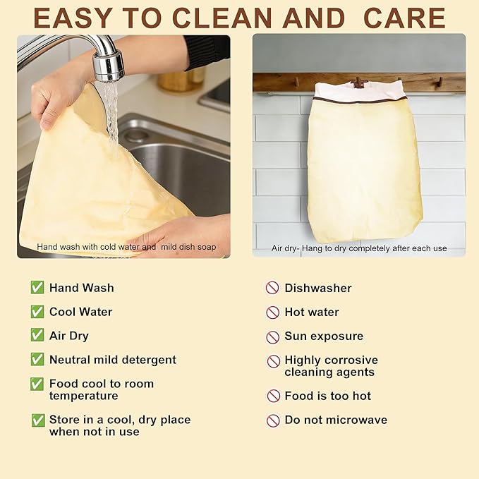 Reusable Beeswax Bread Bag for Homemade Sourdough Storage,Organic Cotton Beeswax Lined,2 Bags + 1 Bowl Cover | Keep bread fresh, Natural beeswax, Reusable, Easy to clean