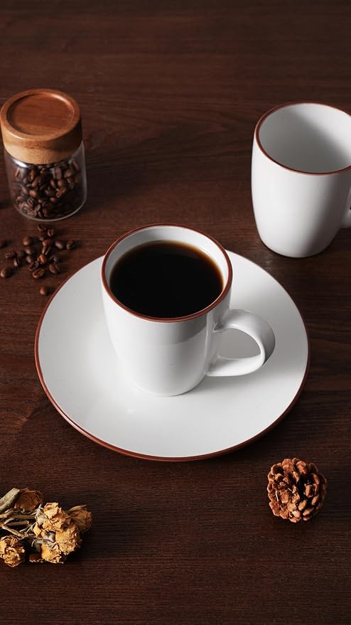 famiware Venus Coffee Mugs for 4, 13 oz Mug Set, Dringking Cup with Handle for Coffee, Tea, Cocoa, Milk, White