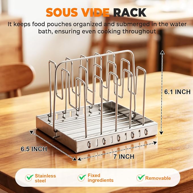 HOMENOTE Sous Vide Container 12 Quart with Collapsible Silicone Lid,Complete Sous Vide Accessories Kit BPA Free,Compatible with Anova and Most Sous Vide Cookers（Comes with Rack and Sleeve）