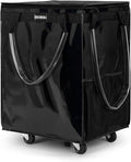 (Large,Black) Reusable Grocery Bag on Wheels, Foldable Rolling Tote, Carries Up to 76 lbs Shopping Trolley, Zipper Clouser Shopping Carts for Trips, Laundry, 5 Heavy Duty Wheels and 3 Handles