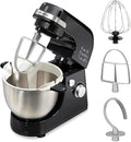 Hamilton Beach 4 Quart Electric Stand Mixer With 7 Speeds | Planetary Mixing For Full Bowl Coverage | Bowl Scraper | Splash Guard | 300 Watts | Whisk, Flat Beater, Dough Hook | Black