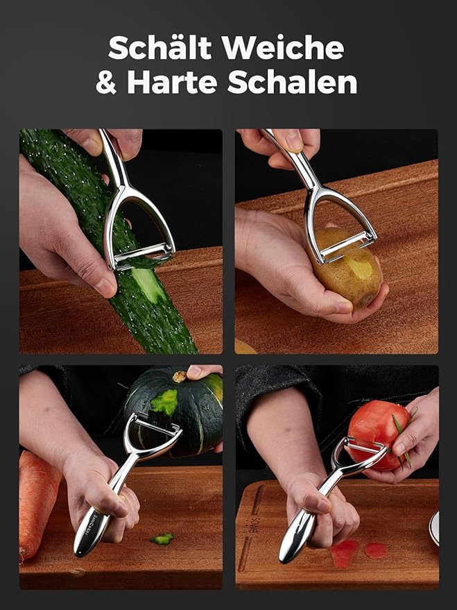 Vegetable Peeler Set, Ultra Sharp Stainless Steel Y Peeler & I Peeler for Potatoes, Fruits and Vegetables, Serrated Blade Kitchen Peeler with Ergonomic Handle