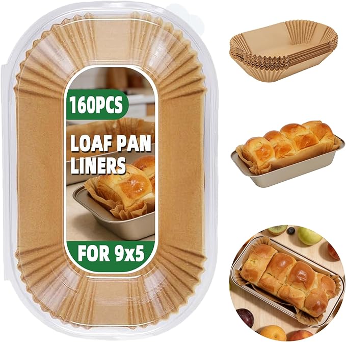 Loaf Pan Liners,160pcs Bread Pan Liners for Baking 9x5inch,Loaf Pans Parchment Liners,Non-Stick Disposable Parchment Paper for Loaf Pans