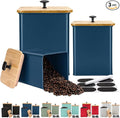 Kitchen Canisters Set of 3, Metal Flour Sugar Storage Containers with Airtight Lids-Canisters Sets for Kitchen with Customizable Chalkboard Labels & Marker Pen-Spice, Coffee Storage Jars(Dark Blue)