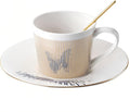Old Craftsmen's Coffee Cup and Saucer Sets 8.45oz Unique Dynamic Mirage Reflection Tea Cup Luxury Porcelain Mirror Ceramic Mug Gifts for Cappuccino Espresso 250ml Butterfly