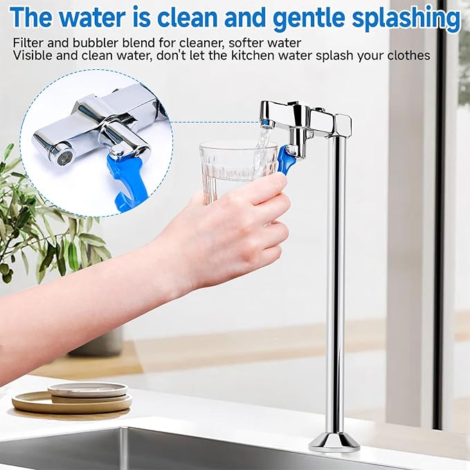 14 inch Glass Filler Faucet, Glass Filling Station Water Station Drinking Water Faucet with 1/4" & 3/8" Adapters & Sealing Tape, Male for Bar Cafe Restaurant Kitchen Hotel Public Lounge
