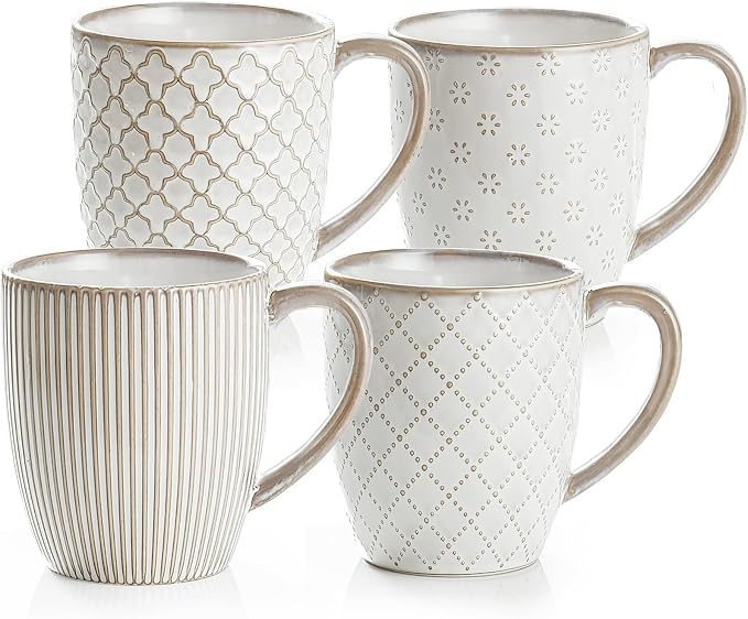 getstar Large Coffee Mugs 18 OZ Set of 4 with Big Handles, Father Day Gifts Ceramic Coffee Mug Microwave and Dishwasher Safe, Coffee Cups Ceramic