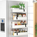 HuggieGems 4 Pack Magnetic Spice Storage Rack Organizer for Refrigerator and Oven, Cream White Fridge Organizers and Storage