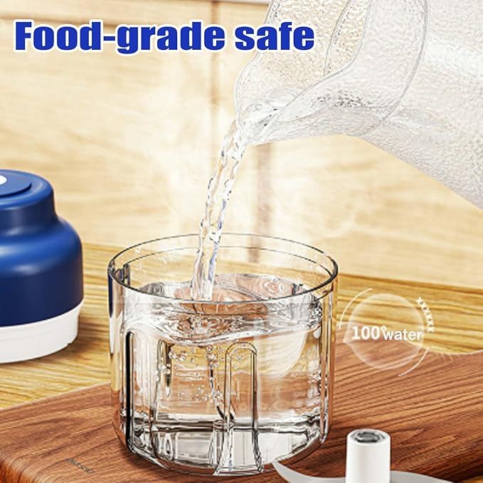 Electric Garlic Chopper, Mini Food Processor, Mini Portable Veggie Chopper with 4/6 Stainless Steel Blades, Rechargeable Small Food Processor for Garlic, Onion, Chili, Ginger, Nuts (Blue, 250ML)
