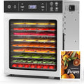 HOPERAN Food Dehydrator Stainless Steel - 400W Electric Dehydrator Machine with 4 Presets, Adjustable Timer, Temperature Control, Digital Food Dryer for Herb, Dog Treats,Meats & Veggies (10 Trays)