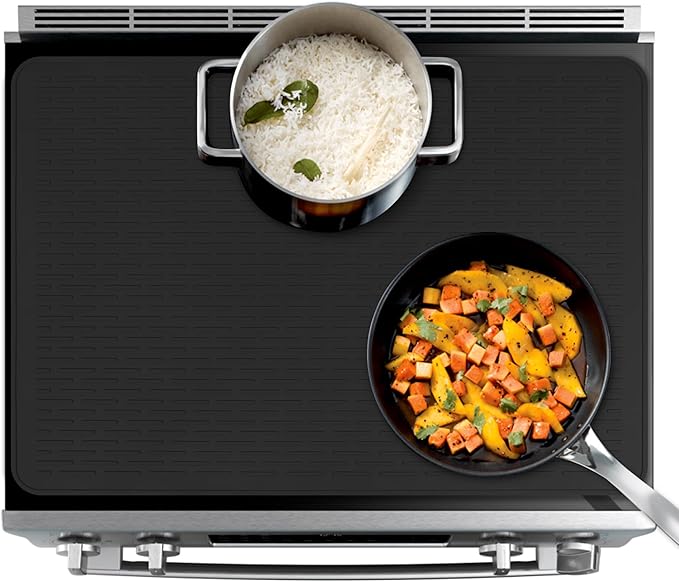 Stove Top Cover for Electric Stove- Range Covers for Electric Stove,Silicone XXL Dish Drying Mat, Glass Cooktop Covers, Flat RV Range top Mats (Black, 30"x21")