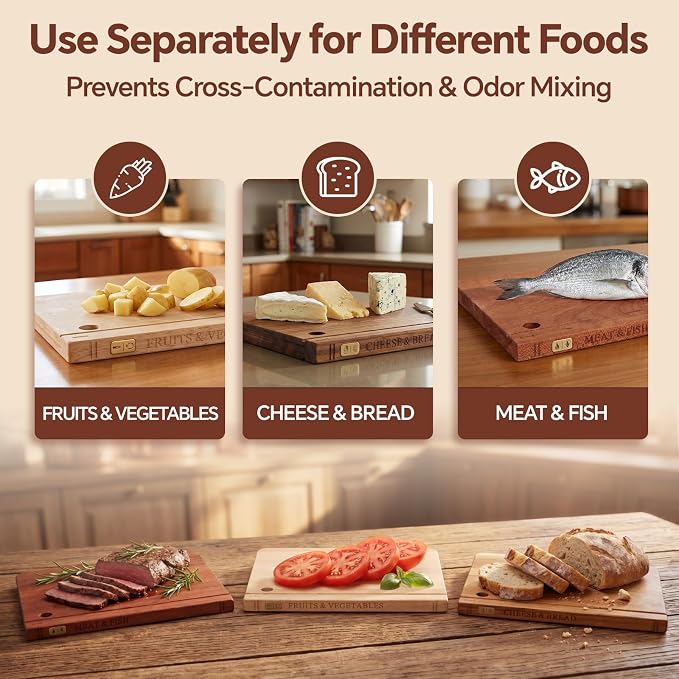Wood Book Cutting Board Set with Stand, Wooden Cutting Boards for Kitchen,Knife Friendly Decorative Board that Look Like Books, Easy to Store & Clean,Unique Gift for Book Lovers & Home Cooks
