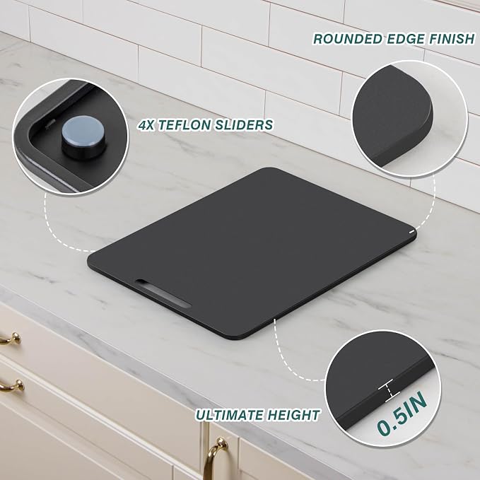 ANBOXIT Metal Appliance Slider, Sliding Tray for Coffee Maker,360° Effortless Movement,Small Appliance Rolling Tray for Counter, Coffee Pot Slider, Deep - Medium (14.5"D x 9.5"W)