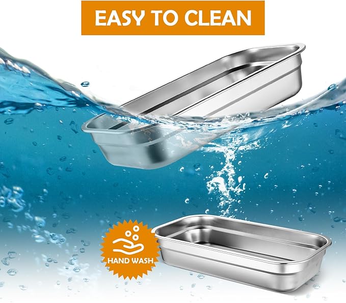 8 Pcs 304 Stainless Steel Food Storage Containers with Lids 1/3 Size Hotel Pan Chicken Food Grade Pans Metal Meal Containers for Restaurant Stackable Kitchen Freezer Buffet(2.5 Inch Deep)