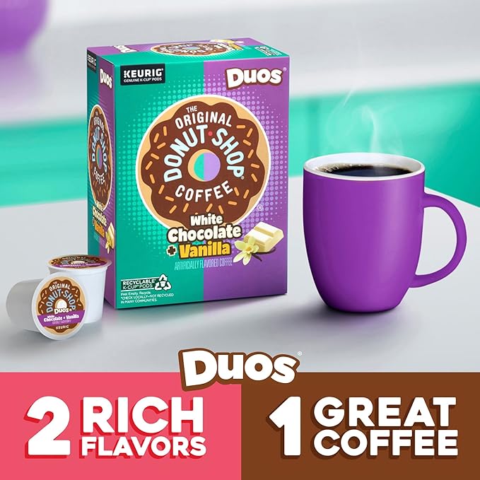 The Original Donut Shop Duos White Chocolate + Vanilla, Keurig Single Serve K-Cup pods, 96 Count