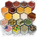 20 Pack Magnetic Spice Jars Large 4 oz Refrigerator Hexagon Glass Spice Jars Magnetic Lids Shaker Spice Labels Magnet Glass Spice Containers for RV Travel Trailer Kitchen Fridge Cabinet Wall mount