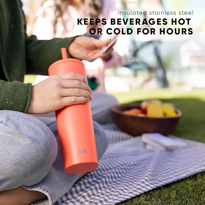 Simple Modern Classic Tumbler with Straw Lid | Insulated Iced Coffee Cup Reusable Stainless Steel Water Bottle Travel Mug | Gifts for Women Men Her Him | 24oz | Violet Dreams