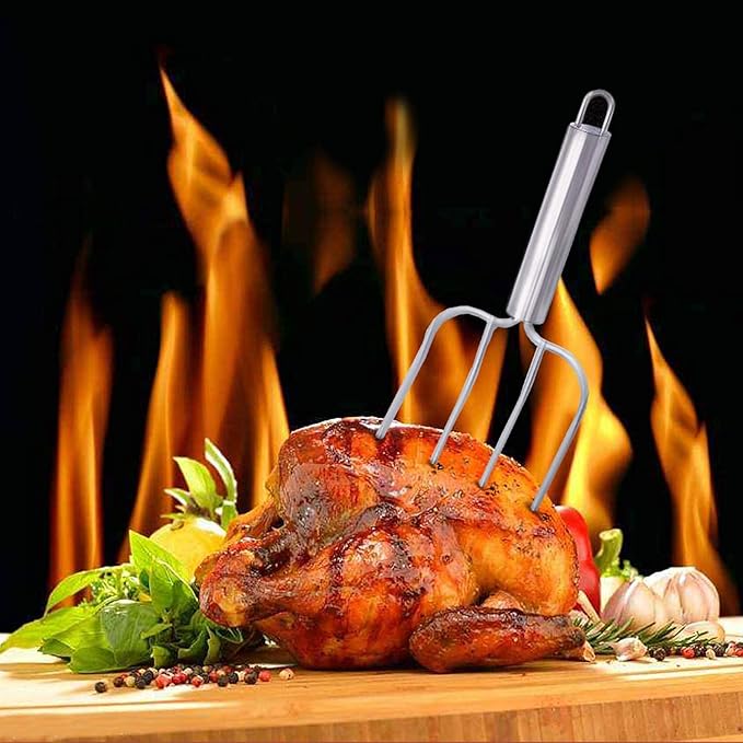 Turkey Baster and Poultry Lifters fork Set of 2. Food grade stainless steel and BPA-Free Silicone. Dishwasher-Safe