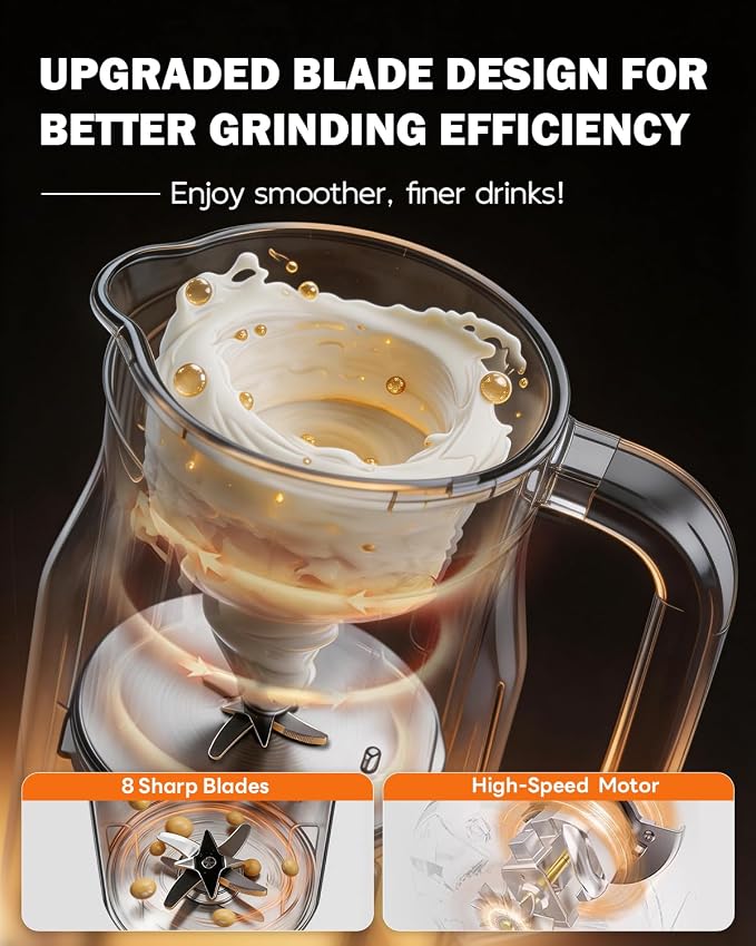 34 oz Nut Milk Maker Machine, 8 in 1 Soy Milk Maker with Nut Milk Bag, Plant Based Milk Maker for Almond, Oat, with Delay Start/Keep Warm/Self Cleaning, Cream