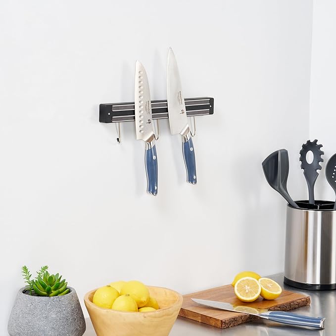 Restaurantware Met Lux 13 Inch Magnetic Knife Holder For Wall 1 Powerful Knife Magnetic Strip - Space-Saving Organizer Securely Hang Kitchen Utensils or Tools Black Plastic Knife Hanger