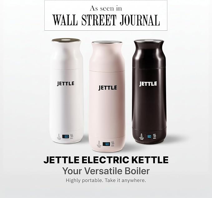 Jettle Electric Kettle - Travel Portable Heater for Coffee Tea Milk Soup - Stainless Steel Travel Water Boiler tea pot with Temperature Control - LED - Automatic Power Off - 450ml - Kitchen Appliance