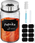 Segarty 7oz Spice Jar with Accessories, 1 Pack 200ml Empty Seasoning Bottle with Shaker Lid for Salt Pepper Sugar Storage, Glass Spices Container with 8 Blank Labels, 1 Cleaning Brush, 1 Chalk Marker