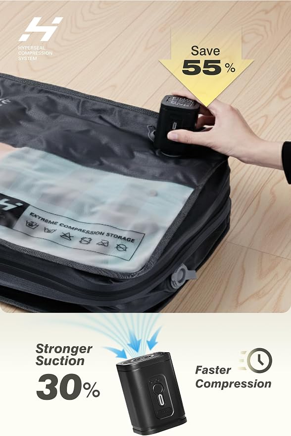 AirVault Reusable Vacuum Compression Travel Bag for Carry-On Suitcase and Backpack, Recycled IPX8 Waterproof Space Saver Vacpack (41L Gray (3-Pack) (Air Pump Included)