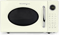 Nostalgia Retro 1000W Microwave Oven 1.1 Cu Ft Capacity – Child Safety Lock, 8 Auto-Cook Settings – Countertop Kitchen Appliance – Ivory