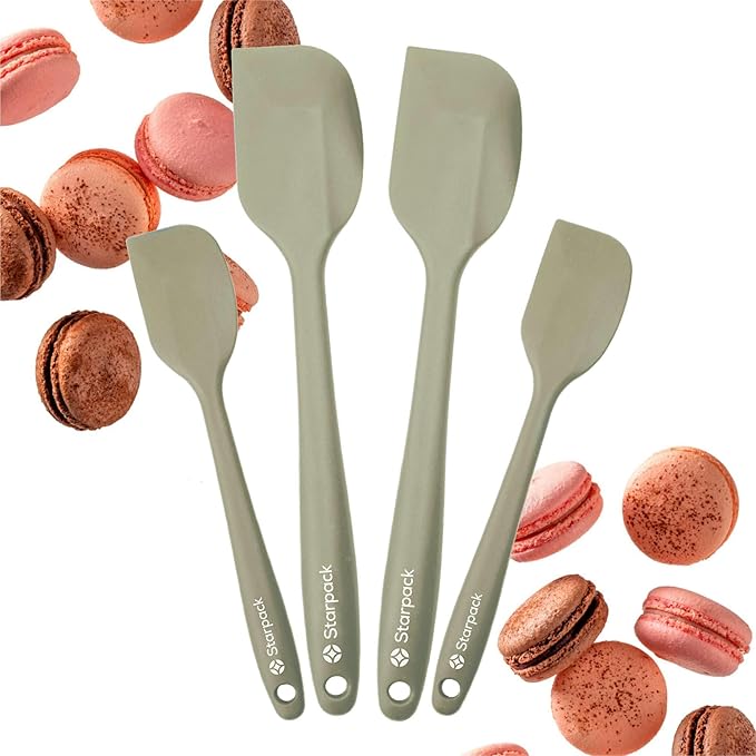 StarPack 'Scrape & Stir' Silicone Spatula Set (4 Pcs) - Heat Resistant Spatula Set 600°F - Food Grade Kitchen Spatulas - Nonstick Silicone Baking & Cooking Spatulas - Rubber Turner Set for Kitchen Use