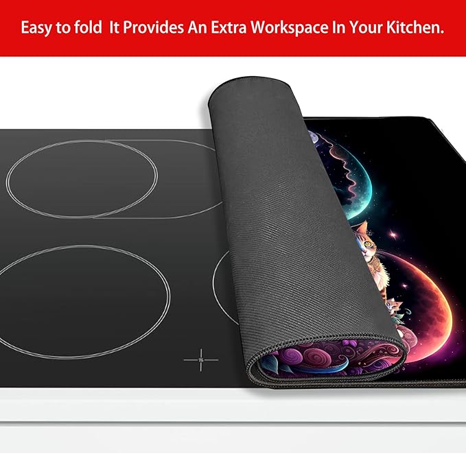 Stove Cover Stove Covers For Electric Stoves Foldable Multipurposeglass Top Protector Thick Natural Rubber Anti-Slip Coating Expands Usable Space (27.9inx20in) (cat33)