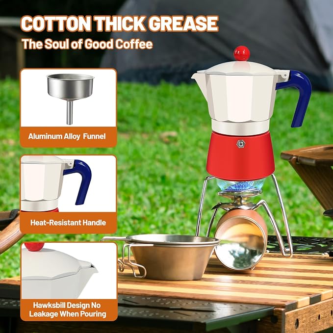 6 Cup Aluminum Espresso Stovetop Moka Pot Express Coffee Maker Percolator Italian Classic Mocha Coffee Machine for Italian and Cuban Cafe Brewing for Home Camping 300ml 10oz
