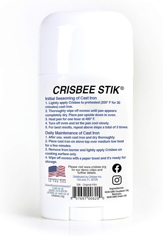 Crisbee Cast Iron Cleaner Combo - Crisbee Stik® & Chain Mail Scrubber - Maintain a Cleaner Non-Stick Skillet - Perfect for Cast Iron and Carbon Steel Cookware