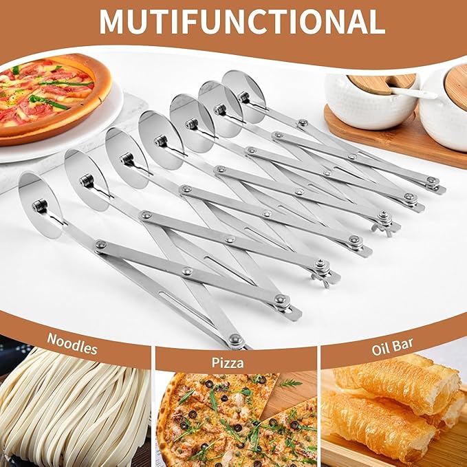 Food Grade Stainless Steel Pizza Cutter Multi-Wheel Dough Divider Pastry Knife Baking Cutter (7, Wheel)