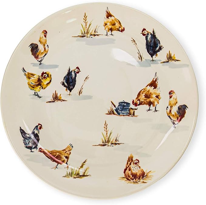 Tudor 16-Piece Premium Quality Round Porcelain Dinnerware Set, Service for 4 - Country Farmyard, See 10 Designs INSIDE!