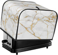 Toaster Cover 4 Slice White Gold Marble Abstract Kitchen Small Appliance Covers with Pockets Dust and Fingerprint Protection